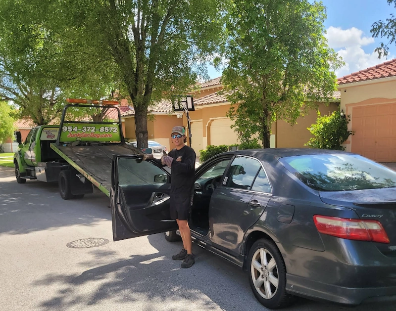 Towing a junk Toyota Camry in North Lauderdale.